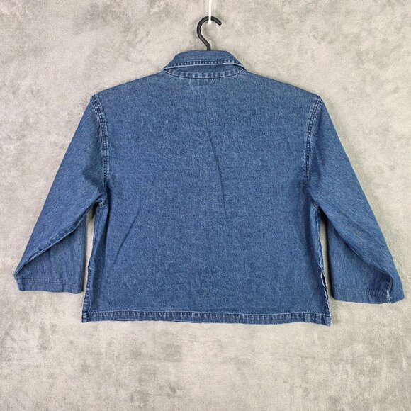 Womens Studio West Flora Embroidered Blue Denim Shirt Jacket Button Down Size XL - Picture 5 of 8